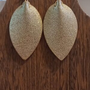 Textured Gold Leaf Earrings Faux Leather